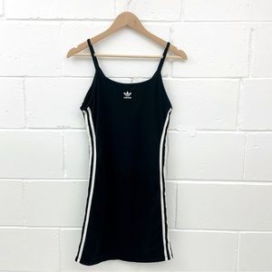 ADIDAS Spaghetti Strap Logo Tank Dress Fitted Black Women’s Size Medium